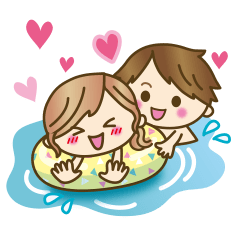 [LINEスタンプ] 【動く】ゆるカップルのアツい夏♥